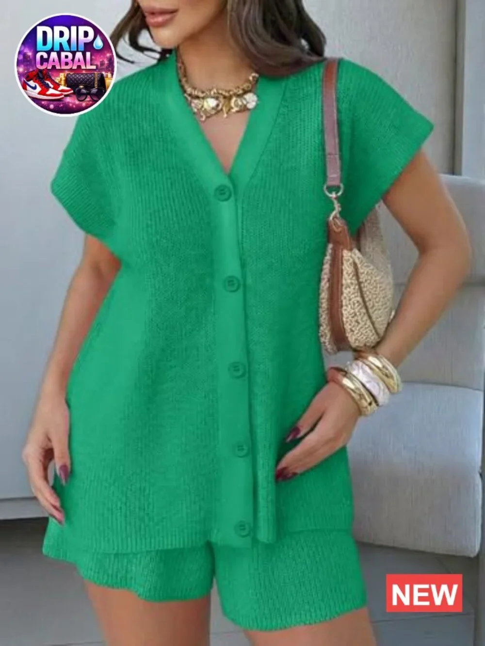2 Piece Lounge Set Sweater Cardigan Top Shorts Summer Oversized